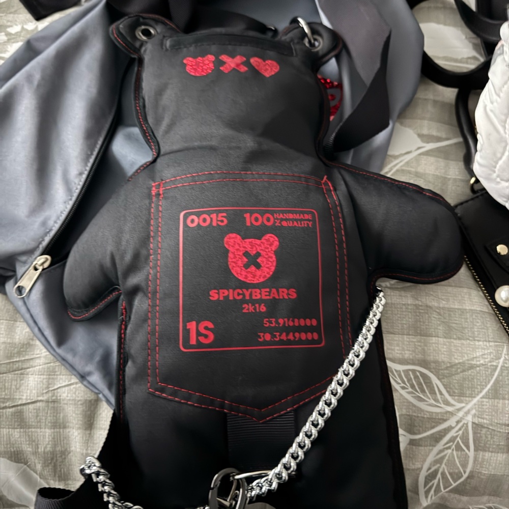 Spicybears Black and Red Bear Backpack
